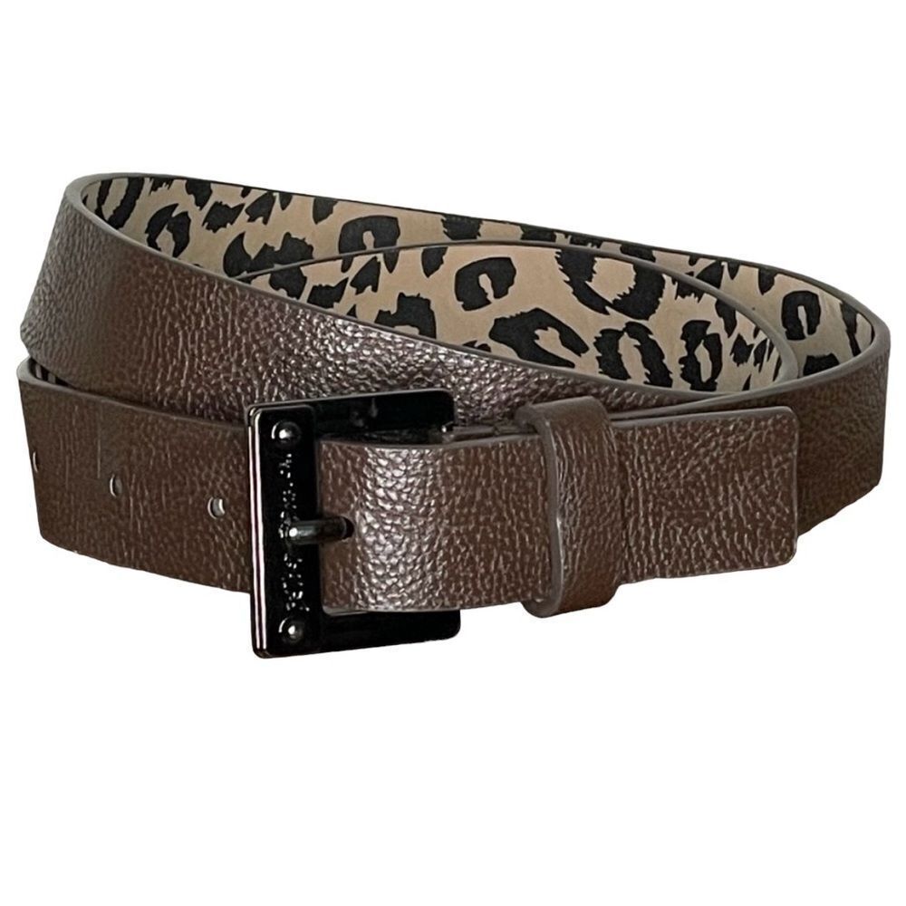 Betsey Johnson Dark Brown Belt With Leopard Interior Print 38”